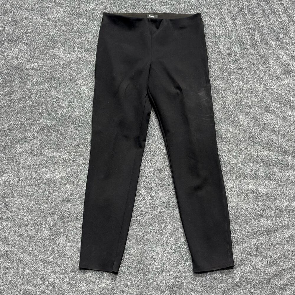 Theory Leggings Womens M Black Skinny Core Scuba Ankle High Rise Stretch Knit